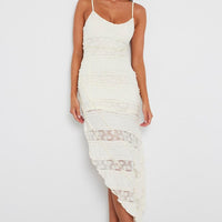 White Midi Dress Sleeveless Lace
