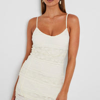 White Midi Dress Sleeveless Lace