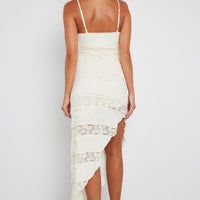 White Midi Dress Sleeveless Lace
