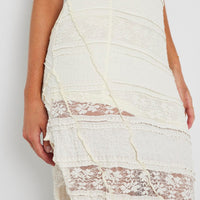 White Midi Dress Sleeveless Lace