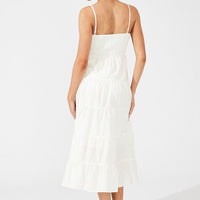 White Midi Dress Sleeveless Tiered
