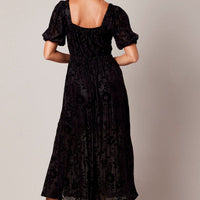 Black Midi Dress Short Sleeve Side Split