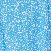 Blue Floral Midi Dress Puff Sleeve Midi