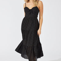 Black Midi Dress Sleeveless Eyelet