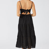 Black Midi Dress Sleeveless Eyelet