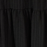 Black Midi Dress Puff Sleeve Ruch Front