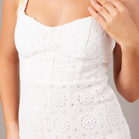 White Midi Dress Sleeveless Lace