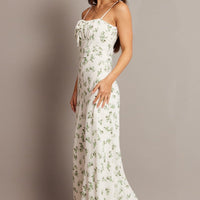 Green Floral Midi Dress Strappy