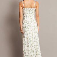 Green Floral Midi Dress Strappy