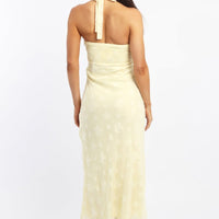 Yellow Midi Dress Halter Neck