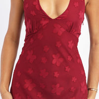 Red Midi Dress Halter Neck