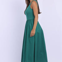 Green Midi Dress Ribbed Bodice