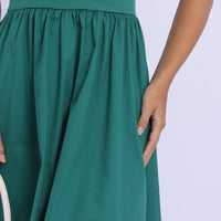 Green Midi Dress Ribbed Bodice