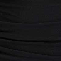 Black Midi Dress Long Sleeve Square Neck Ruched Bodycon