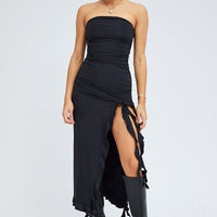 Black Ruffle Dress Strapless