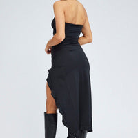 Black Ruffle Dress Strapless