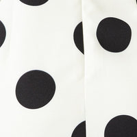 Black Polka Dot Midi Dress Plunge Ruffle Shoulder Oversized Polka