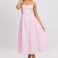 Pink Midi Dress Corset Bust