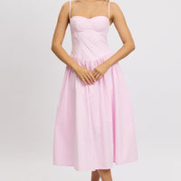 Pink Midi Dress Corset Bust