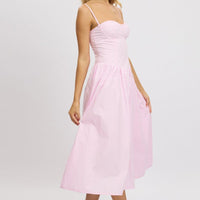 Pink Midi Dress Corset Bust