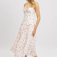 White Floral Midi Dress Corset Detail