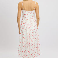 White Floral Midi Dress Corset Detail