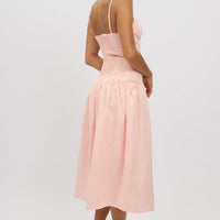 Pink Midi Dress Drop Waist
