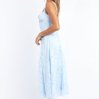 Blue Midi Dress Burn Out