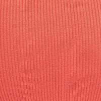 Orange Midi Dress Bodycon Round Neck Ribbed Knit