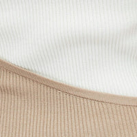 Beige Midi Dress Round Neck Colour Blocked Knit