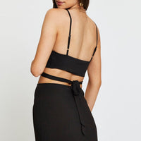 Black Midi Dress Ribbed Cut Out