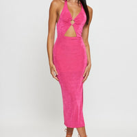 Pink Midi Dress Slinky Jersey