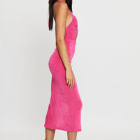 Pink Midi Dress Slinky Jersey
