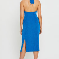 Blue Midi Dress Halter Neck