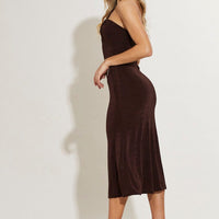 Brown Midi Dress Keyhole