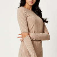 Brown Midi Dress Long Sleeve