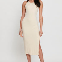 Beige Midi Dress Bodycon