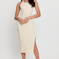 Beige Midi Dress Bodycon