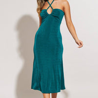 Green Midi Dress Keyhole