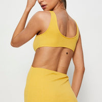 Orange Midi Dress Ribbed Cut Out