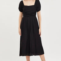Black Midi Dress Evening Square Neck