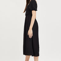 Black Midi Dress Evening Square Neck