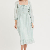 Green Midi Dress Long Sleeve Evening