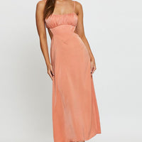Orange Midi Dress Evening Cowl Neck