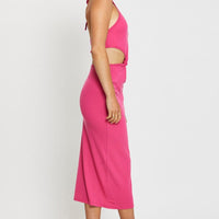 Pink Midi Dress Sleeveless