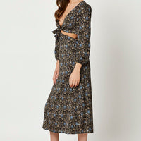 Print Long Sleeve Cut Out Dress