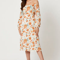 Print Long Sleeve Cut Out Dress