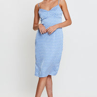 Polka Dot Midi Dress Sleeveless Evening