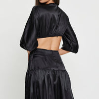 Black Midi Dress Short Sleeve
