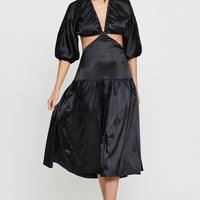 Black Midi Dress Short Sleeve